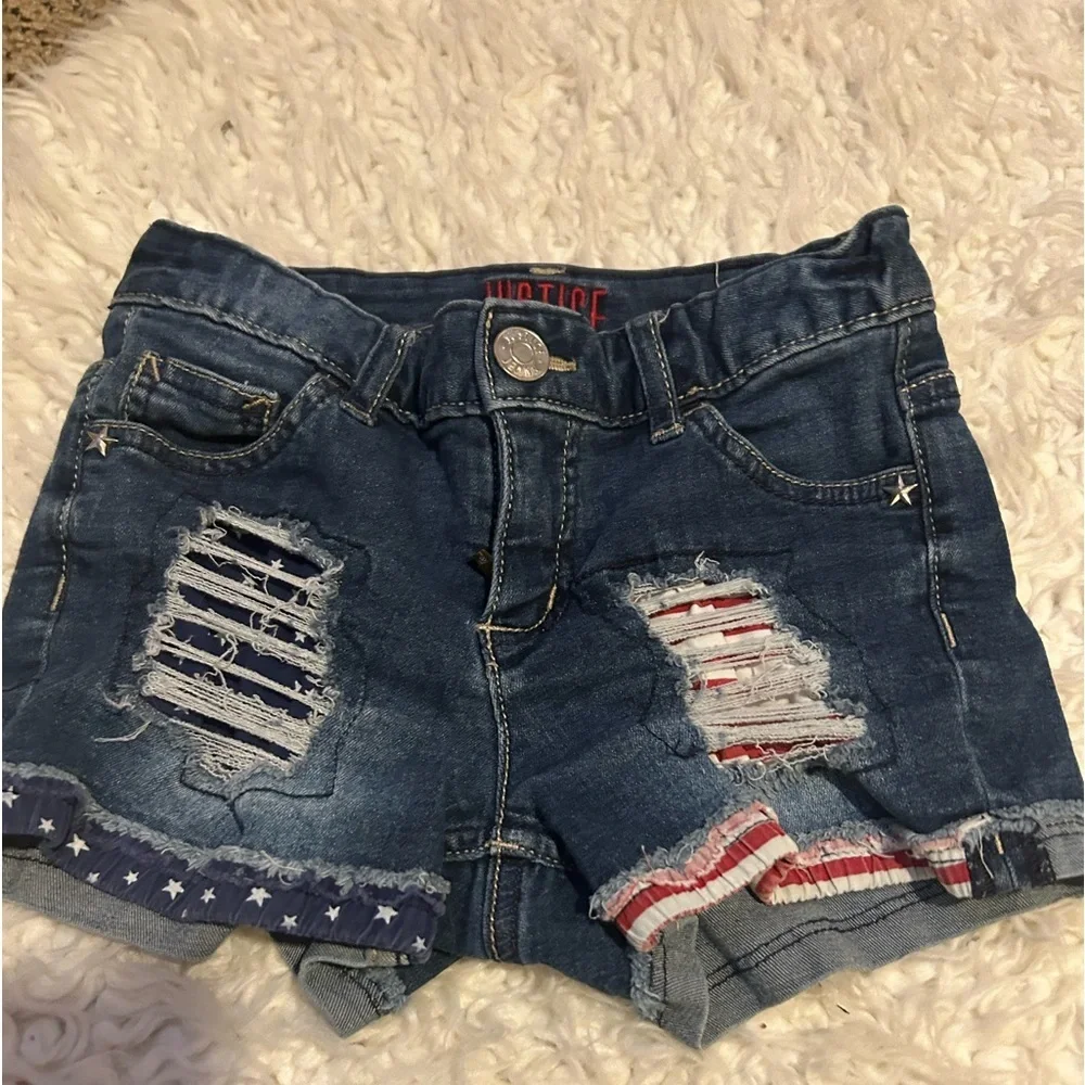 50%offw❤️ Justice American Flag Jean Shorts 8 americana